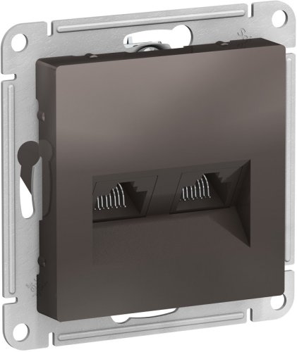 Розетка компьютерная без рамки Systeme Electric AtlasDesign 2-м. RJ45+RJ45 5e мокко картинка
